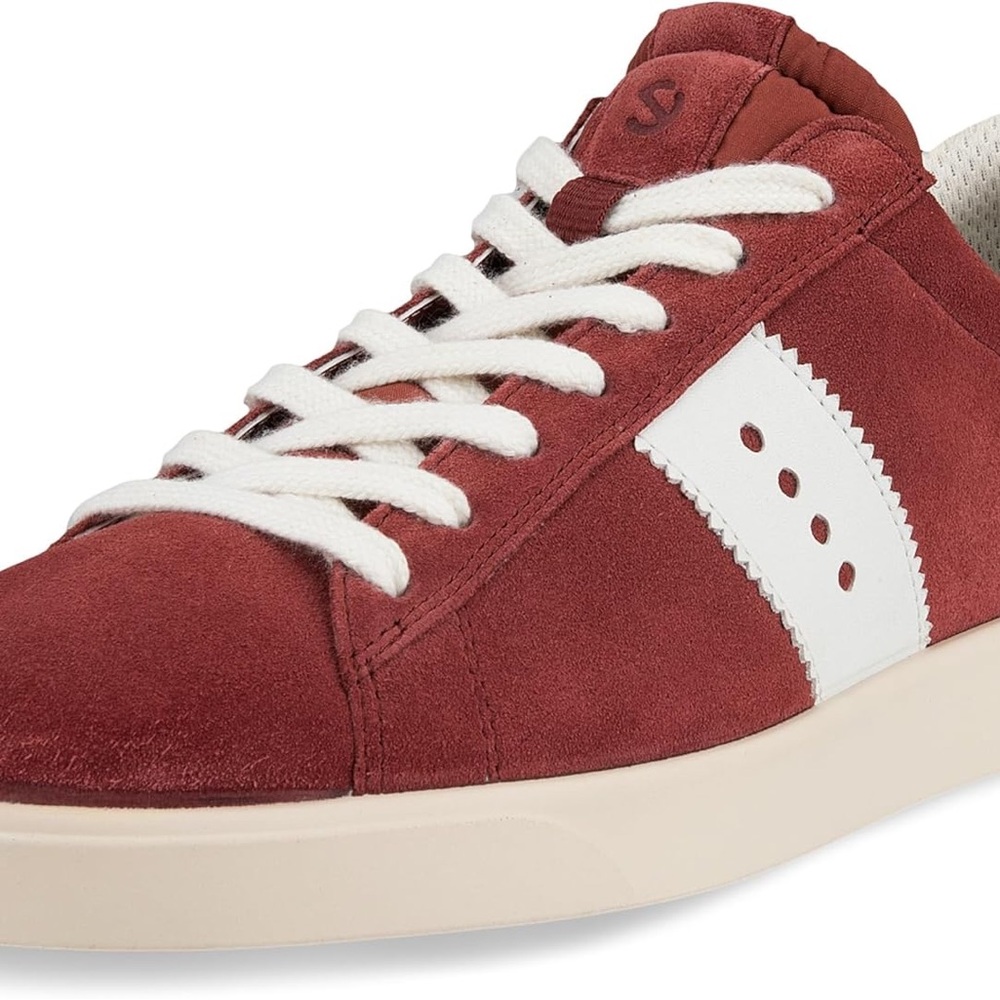 ECCO Women's Street Lite, Petals Trim White - red suede